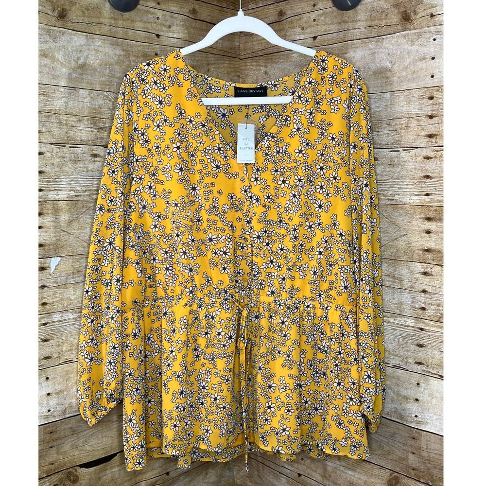 LANE BRYANT CHIFFON FLORAL ILLUSION COLLECTION CASUAL LINED BLOUSE SIZE 18 NWT